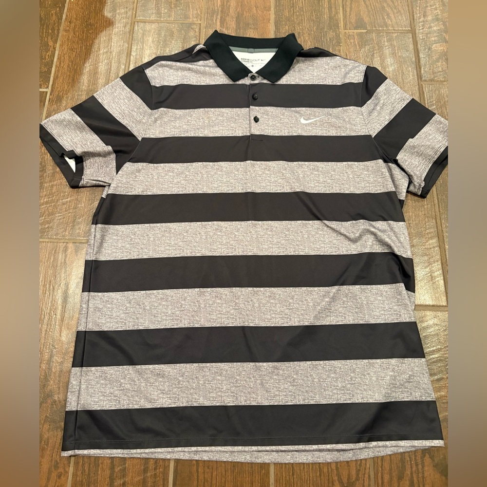Nike Golf Men's Polo Shirt with Black and Gray Stripes size xl